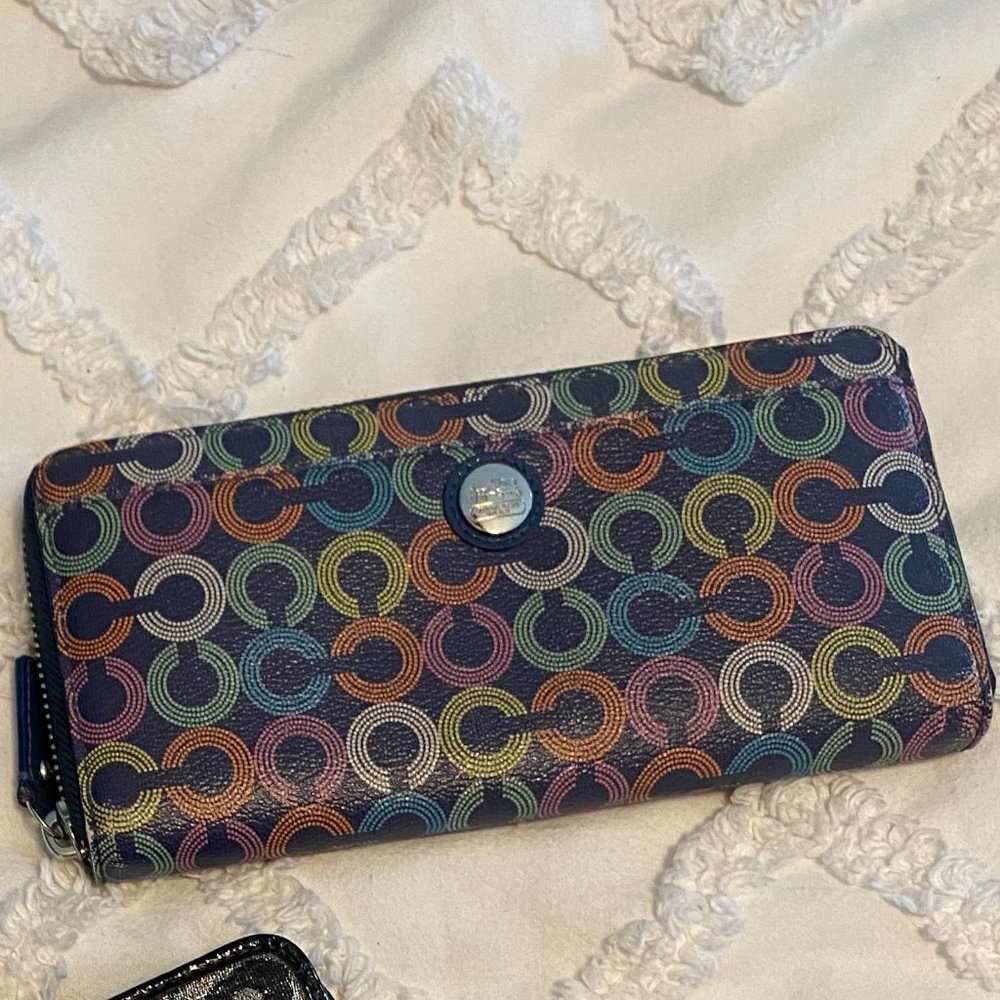 Coach Leather Accordion Zip Wallet